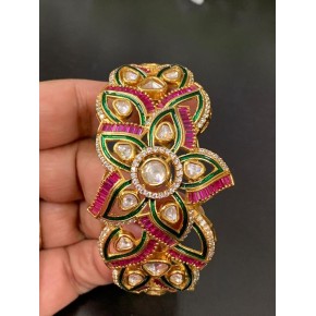 Gold Plated Kundan Fusion Bracelet