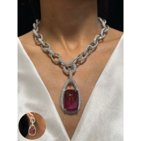Diamond Replica Necklace With Dangler Earrings