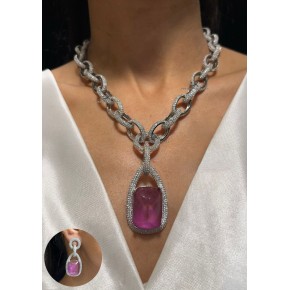 Diamond Replica Necklace With Dangler Earrings