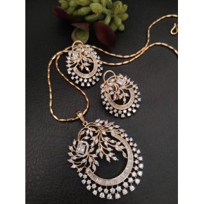 American Diamond Pendant Set With Chain