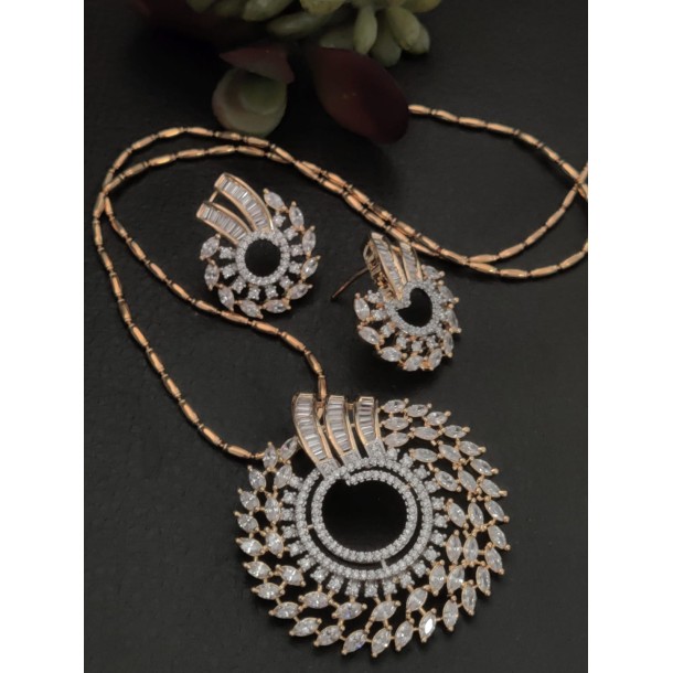 American Diamond Pendant Set With Chain