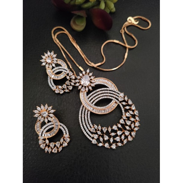 American Diamond Pendant Set With Chain
