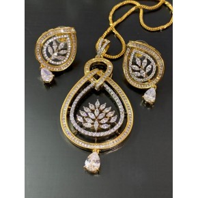 Diamond Replica Pendant Set With Chain