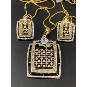 Diamond Replica Pendant Set With Chain