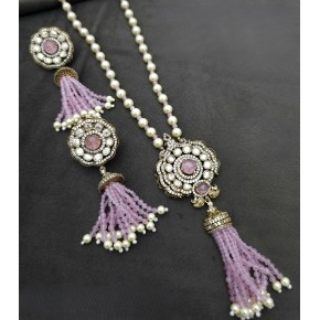 Moissanite Kundan American Diamond Pendant Set