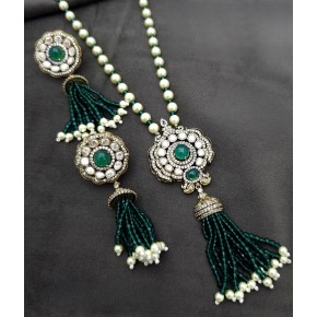 Moissanite Kundan American Diamond Pendant Set